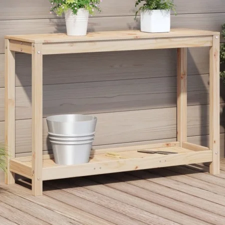 Pflanzentisch mit massivem Kiefernholzregal 108x35x75 cm. von , Topfständer - Ref: Foro24-832392, Preis: 67,43 €, Rabatt: %