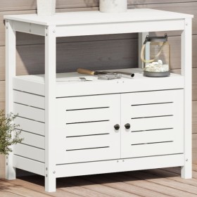 Pflanzentisch mit Regalen aus weißem Kiefernholz 82,5x45x81 cm von , Topfständer - Ref: Foro24-832428, Preis: 147,04 €, Rabat...
