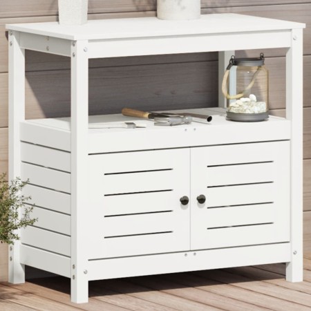 Pflanzentisch mit Regalen aus weißem Kiefernholz 82,5x45x81 cm von , Topfständer - Ref: Foro24-832428, Preis: 147,04 €, Rabat...