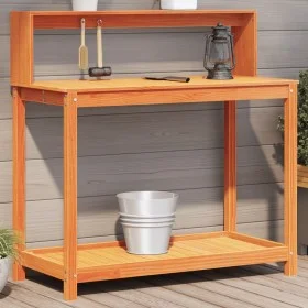 Pflanzentisch mit Regalen aus braunem Kiefernholz 108x50x109,5 cm. von , Topfständer - Ref: Foro24-844634, Preis: 89,16 €, Ra...