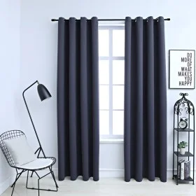 Blackout curtains with metal rings 2 units anthracite 140x175 cm by vidaXL, Curtains and curtains - Ref: Foro24-134418, Price...