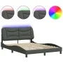 Bed frame with LED lights dark gray fabric 140x190 cm by , Beds and slatted bases - Ref: Foro24-3213698, Price: 230,57 €, Dis...