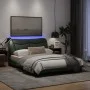 Bed frame with LED lights dark gray fabric 140x190 cm by , Beds and slatted bases - Ref: Foro24-3213698, Price: 230,57 €, Dis...