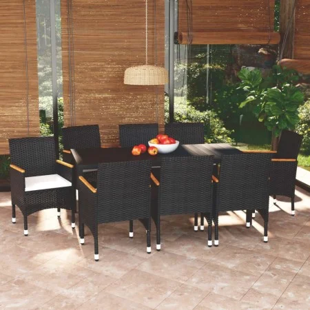 9-teiliges Gartenmöbel-Set und Kissen aus synthetischem Rattan schwarz von , Gartensets - Ref: Foro24-3095020, Preis: 706,88 ...