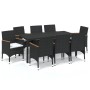 Garden furniture set 9 pieces and black synthetic rattan cushions by , Garden sets - Ref: Foro24-3095020, Price: 637,91 €, Di...