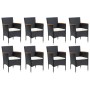 Garden furniture set 9 pieces and black synthetic rattan cushions by , Garden sets - Ref: Foro24-3095020, Price: 637,91 €, Di...