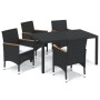 5-teiliges Gartenmöbel-Set mit Kissen synthetisches Rattan schwarz von , Gartensets - Ref: Foro24-3095017, Preis: 405,80 €, R...