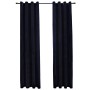 Cortinas opacas con anillas 2 uds terciopelo negro 140x245 cm
