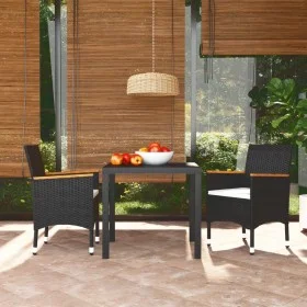 3-teiliges Gartenmöbel-Set mit Kissen synthetisches Rattan schwarz von , Gartensets - Ref: Foro24-3095015, Preis: 275,92 €, R...