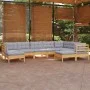 Set mit 9 Gartenmöbeln und Kissen aus massivem Zirbenholz von , Gartensets - Ref: Foro24-3096706, Preis: 693,20 €, Rabatt: %