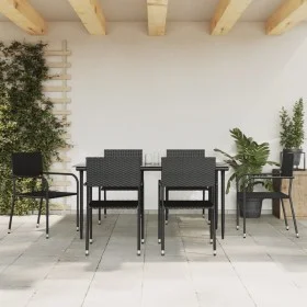 7-piece black synthetic rattan garden dining set by , Garden sets - Ref: Foro24-3156759, Price: 316,40 €, Discount: %