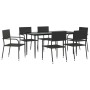 Juego de comedor de jardín 7 piezas ratán sintético negro de , Conjuntos de jardín - Ref: Foro24-3156759, Precio: 321,63 €, D...