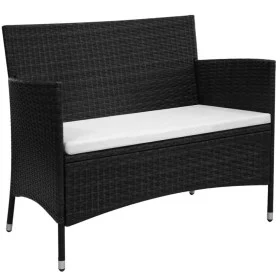90 cm Gartenbank aus schwarzem Synthetikrattan von , Gartenbänke - Ref: Foro24-42582, Preis: 119,02 €, Rabatt: %