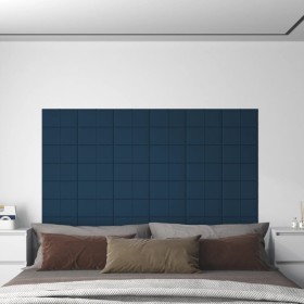 Paneles de pared 12 uds terciopelo azul 30x15 cm 0,54 m²