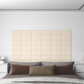 Paneles de pared 12 uds terciopelo crema 30x15 cm 0,54 m²