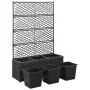 Mesh and flowerbed with 3 black synthetic rattan pots 83x30x130 cm by vidaXL, Pots and planters - Ref: Foro24-46932, Price: 1...