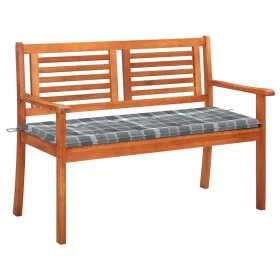 Solid eucalyptus wood 2-seater garden bench with cushion, 120 cm by , garden benches - Ref: Foro24-3060983, Price: 189,80 €, ...