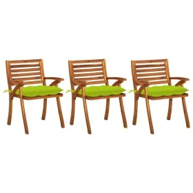 Dining garden chairs with cushions 3 pcs solid acacia wood by , Garden chairs - Ref: Foro24-3060859, Price: 249,80 €, Discoun...