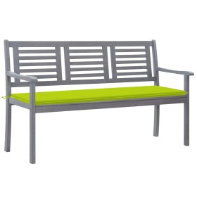 Banco de jardín 3 plazas madera eucalipto gris y cojín 150 cm de , Bancos de jardín - Ref: Foro24-3061061, Precio: 215,79 €, ...