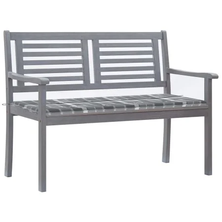 Banco de jardín 2 plazas madera eucalipto gris y cojín 120 cm de , Bancos de jardín - Ref: Foro24-3061037, Precio: 192,58 €, ...