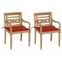 Batavia chairs 2 units solid teak with red cushions by , Garden chairs - Ref: Foro24-3062133, Price: 276,97 €, Discount: %