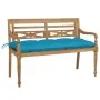 Solid teak Batavia bench with light blue cushion 120 cm by , garden benches - Ref: Foro24-3062173, Price: 221,09 €, Discount: %