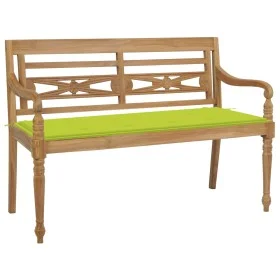 Batavia solid teak wood bench with bright green cushion 120 cm by , garden benches - Ref: Foro24-3062165, Price: 223,38 €, Di...