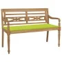 Banco Batavia madera maciza teca y cojín verde brillante 120 cm de , Bancos de jardín - Ref: Foro24-3062165, Precio: 223,38 €...