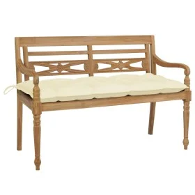 Batavia Bank aus massivem Teakholz mit cremeweißem Kissen 120 cm von , Gartenbänke - Ref: Foro24-3062171, Preis: 220,80 €, Ra...