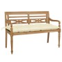 Solid teak Batavia bench with cream white cushion, 120 cm. by , garden benches - Ref: Foro24-3062171, Price: 221,96 €, Discou...