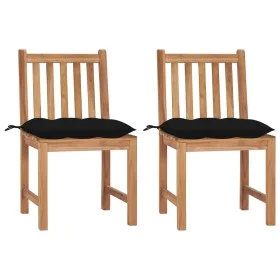 Sillas de jardín 2 unidades madera maciza de teca con cojines by , Garden chairs - Ref: Foro24-3062938, Price: 231,21 €, Disc...