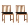 Sillas de jardín 2 unidades madera maciza de teca con cojines by , Garden chairs - Ref: Foro24-3062938, Price: 239,39 €, Disc...