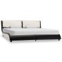 Estructura de cama cuero sintético negro y blanco 180x200 cm