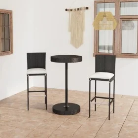 Garden bar furniture set, 3 pieces, with black synthetic rattan cushions. by , Garden sets - Ref: Foro24-3064764, Price: 240,...