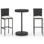 3-teiliges Gartenbar-Möbelset und Kissen Kunstrattan schwarz von , Gartensets - Ref: Foro24-3064764, Preis: 247,00 €, Rabatt: %