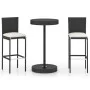 Set muebles bar jardín 3 piezas y cojines ratán sintético negro de , Conjuntos de jardín - Ref: Foro24-3064764, Precio: 249,4...