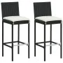 Set muebles bar jardín 3 piezas y cojines ratán sintético negro de , Conjuntos de jardín - Ref: Foro24-3064764, Precio: 249,4...