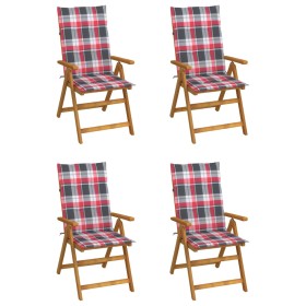 Reclining garden chairs 4 units solid acacia wood with cushions by , Garden chairs - Ref: Foro24-3065360, Price: 332,99 €, Di...