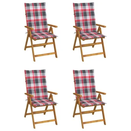 Sillas de jardín reclinables 4 uds madera maciza acacia cojines de , Sillas de jardín - Ref: Foro24-3065360, Precio: 346,81 €...