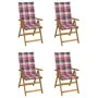 Sillas de jardín reclinables 4 uds madera maciza acacia cojines de , Sillas de jardín - Ref: Foro24-3065360, Precio: 346,81 €...