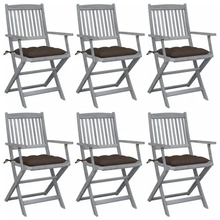 Sillas de jardín plegables 6 uds cojines madera maciza acacia de , Sillas de jardín - Ref: Foro24-3065430, Precio: 291,26 €, ...