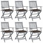Klappbare Gartenstühle 6 Stück Kissen massives Akazienholz von , Gartenstühle - Ref: Foro24-3065430, Preis: 299,37 €, Rabatt: %