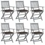Sillas de jardín plegables 6 uds cojines madera maciza acacia de , Sillas de jardín - Ref: Foro24-3065430, Precio: 291,26 €, ...