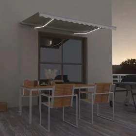 Retractable manual awning with LED cream 300x250 cm by , Awnings - Ref: Foro24-3068862, Price: 256,35 €, Discount: %