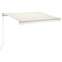 Toldo manual retráctil con LED crema 300x250 cm