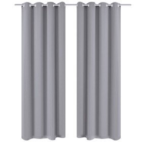 2 cortinas grises oscuras con anillas metálicas, blackout 135 x 245 cm 2 cortinas grises oscuras con anillas metálicas, blackout 135 x