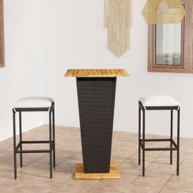 3-teiliges Gartenbar-Möbelset und schwarze PE-Rattankissen von , Gartensets - Ref: Foro24-3064848, Preis: 207,08 €, Rabatt: %