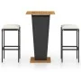 3-teiliges Gartenbar-Möbelset und schwarze PE-Rattankissen von , Gartensets - Ref: Foro24-3064848, Preis: 207,08 €, Rabatt: %