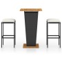 Set de muebles de bar jardín 3 piezas y cojines ratán PE negro de , Conjuntos de jardín - Ref: Foro24-3064848, Precio: 221,26 €