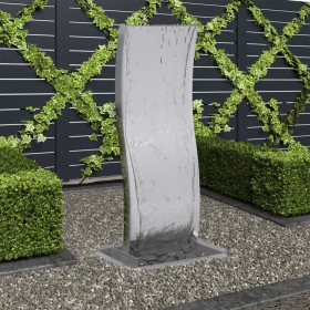 Fuente de jardín curvada con bomba acero inoxidable 90 cm